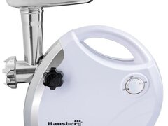 Masina de tocat carne Hausberg HB-3430AB, Inox , 1800 W, motor cupru, Alb